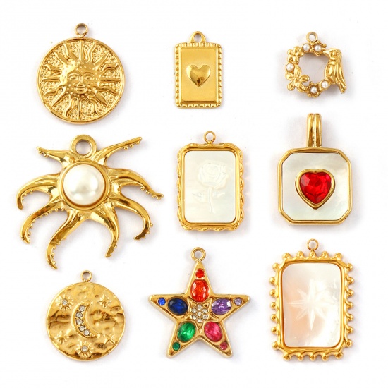 Picture of Eco-friendly PVD Vacuum Plating 304 Stainless Steel Charms 18K Real Gold Plated