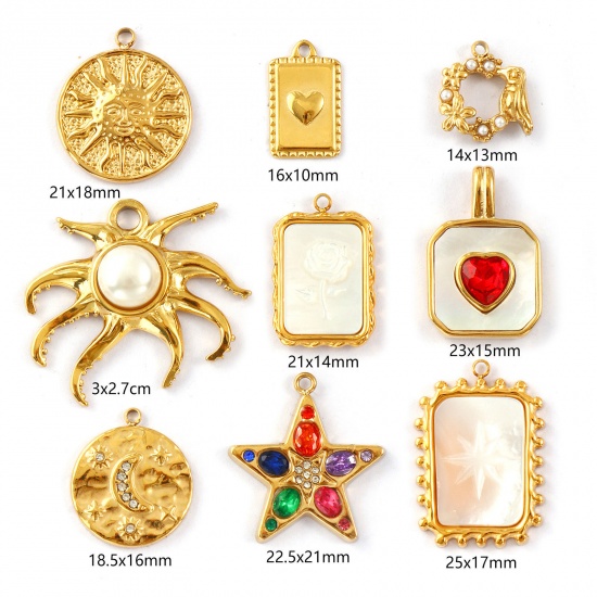 Picture of Eco-friendly PVD Vacuum Plating 304 Stainless Steel Charms 18K Real Gold Plated