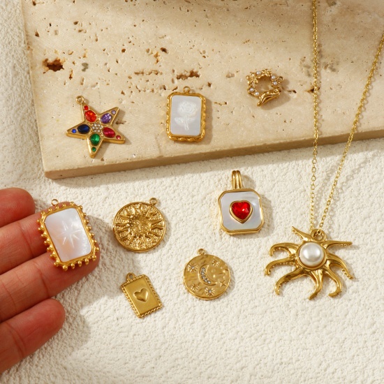 Picture of Eco-friendly PVD Vacuum Plating 304 Stainless Steel Charms 18K Real Gold Plated