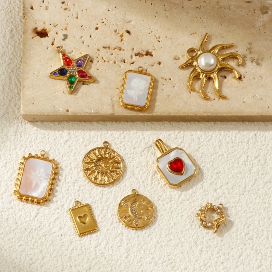 Picture of Eco-friendly PVD Vacuum Plating 304 Stainless Steel Charms 18K Real Gold Plated