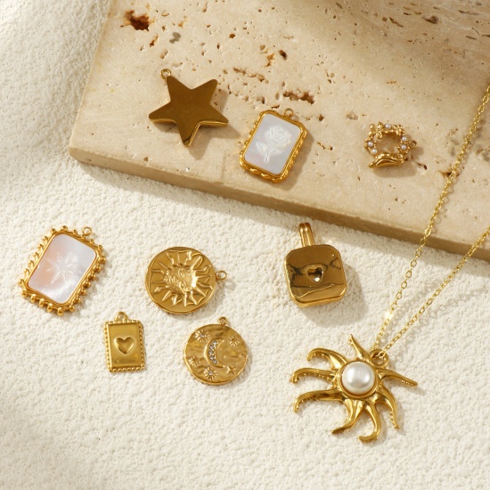 Picture of Eco-friendly PVD Vacuum Plating 304 Stainless Steel Charms 18K Real Gold Plated