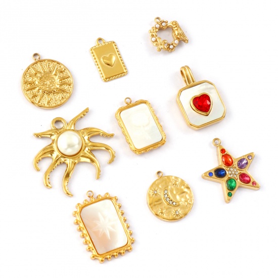 Picture of Eco-friendly PVD Vacuum Plating 304 Stainless Steel Charms 18K Real Gold Plated