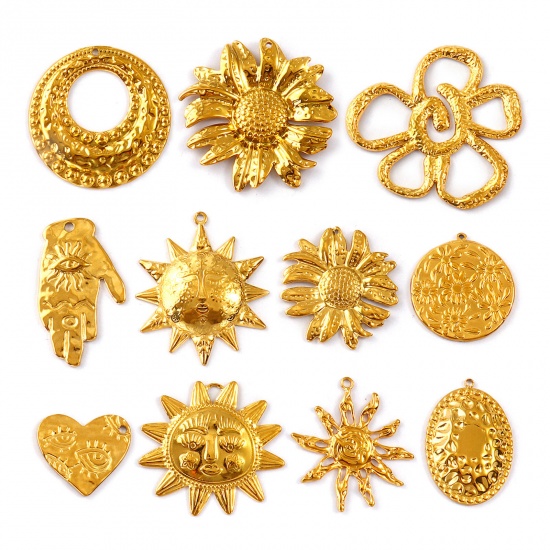 Picture of Eco-friendly PVD Vacuum Plating 304 Stainless Steel Charms 18K Real Gold Plated
