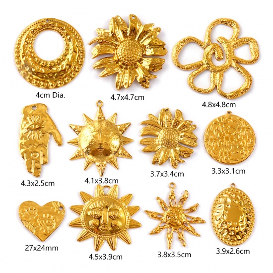Picture of Eco-friendly PVD Vacuum Plating 304 Stainless Steel Charms 18K Real Gold Plated