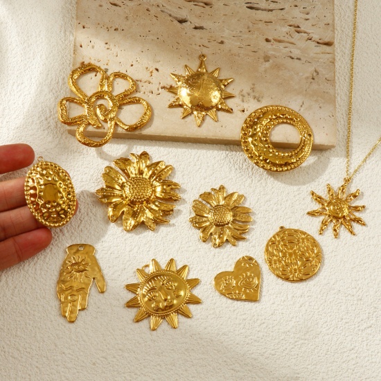Picture of Eco-friendly PVD Vacuum Plating 304 Stainless Steel Charms 18K Real Gold Plated