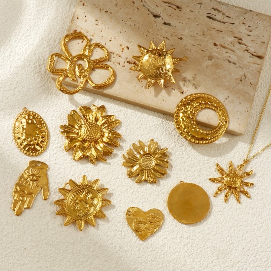 Picture of Eco-friendly PVD Vacuum Plating 304 Stainless Steel Charms 18K Real Gold Plated