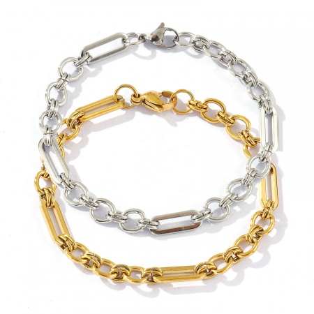 1 Piece Eco-friendly Dainty Exquisite Multicolor 304 Stainless Steel Handmade Link Chain Bracelets For Women Gift 18cm(7.1") long