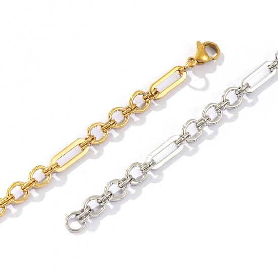 Picture of 1 Piece Eco-friendly Dainty Exquisite Multicolor 304 Stainless Steel Handmade Link Chain Bracelets For Women Gift 18cm(7.1") long