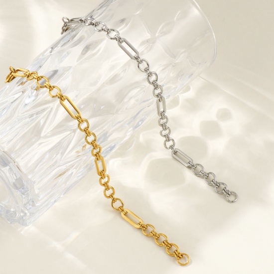 Picture of 1 Piece Eco-friendly Dainty Exquisite Multicolor 304 Stainless Steel Handmade Link Chain Bracelets For Women Gift 18cm(7.1") long