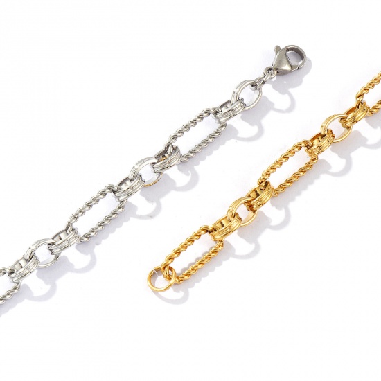 Bild von Umweltfreundlich Elegant Exquisit Bunt 304 Edelstahl Handgefertigte Gliederkette Armband Für Frauen Geschenk 18cm lang