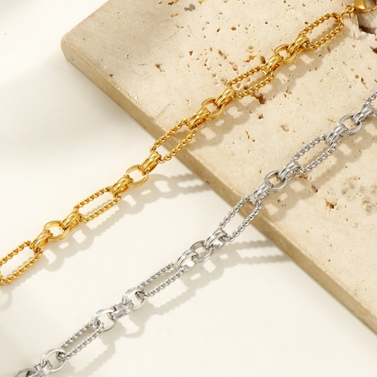 Bild von Umweltfreundlich Elegant Exquisit Bunt 304 Edelstahl Handgefertigte Gliederkette Armband Für Frauen Geschenk 18cm lang