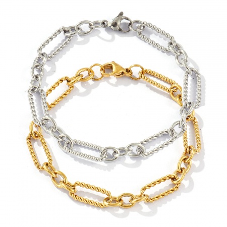 Eco-friendly Dainty Exquisite Multicolor 304 Stainless Steel Handmade Link Chain Bracelets For Women Gift 19cm(7.5") long