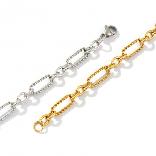 Bild von Umweltfreundlich Elegant Exquisit Bunt 304 Edelstahl Handgefertigte Gliederkette Armband Für Frauen Geschenk 19cm lang