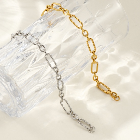 Bild von Umweltfreundlich Elegant Exquisit Bunt 304 Edelstahl Handgefertigte Gliederkette Armband Für Frauen Geschenk 19cm lang