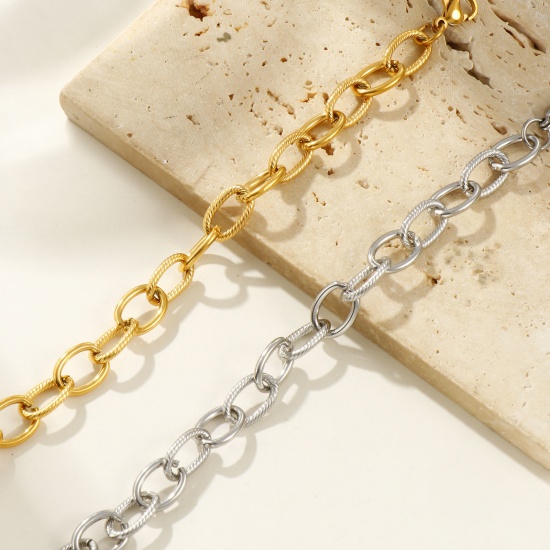 Imagen de 1 Piece Eco-friendly Dainty Exquisite Multicolor 304 Stainless Steel Handmade Link Chain Bracelets For Women Gift 19cm(7.5") long