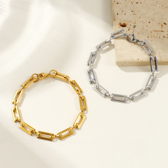 Bild von Umweltfreundlich Elegant Exquisit Bunt 304 Edelstahl Handgefertigte Gliederkette Armband Für Frauen Geschenk 20cm lang