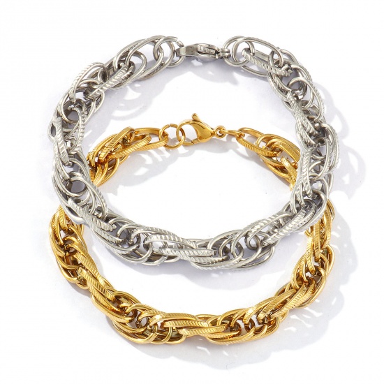 Imagen de 1 Piece Eco-friendly Dainty Exquisite Multicolor 304 Stainless Steel Handmade Link Chain Bracelets For Women Gift 20cm(7.9") long