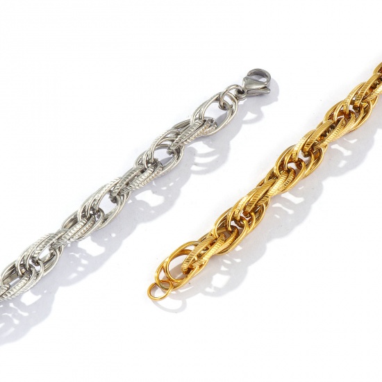 Imagen de 1 Piece Eco-friendly Dainty Exquisite Multicolor 304 Stainless Steel Handmade Link Chain Bracelets For Women Gift 20cm(7.9") long