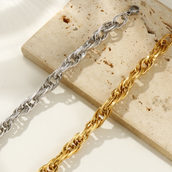 Imagen de 1 Piece Eco-friendly Dainty Exquisite Multicolor 304 Stainless Steel Handmade Link Chain Bracelets For Women Gift 20cm(7.9") long