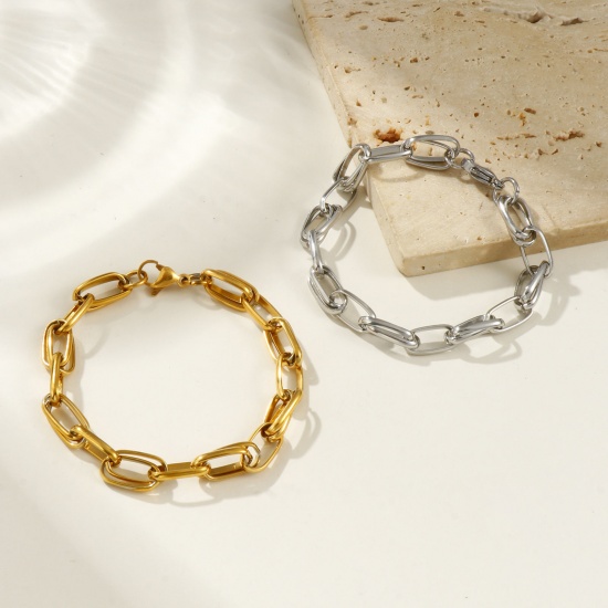 Imagen de 1 Piece Eco-friendly Dainty Exquisite Multicolor 304 Stainless Steel Handmade Link Chain Bracelets For Women Gift 19.5cm(7 5/8") long