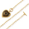 Picture of 18K Real Gold Plated Paperclip Link Chain Heart Pendant Charm Necklace, 304 Stainless Steel 45cm(17.7"), For Women, Enamel Valentine's Day Dainty Gift, Eco-friendly PVD Vacuum Plating