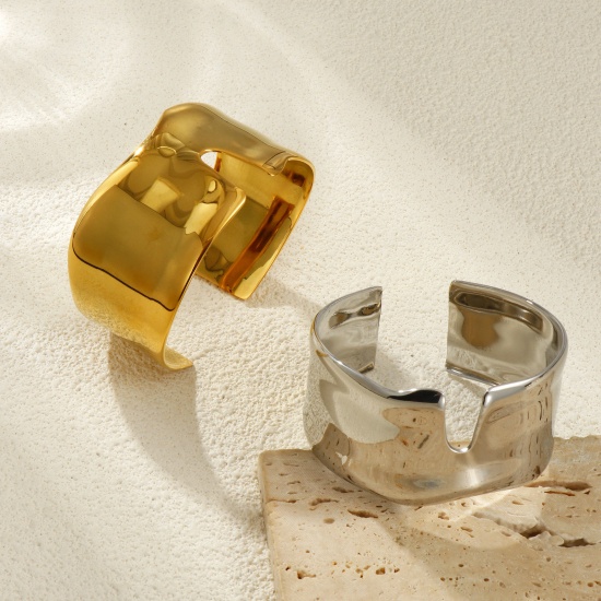 Immagine di 1 Pz Ecologico Semplice & Casual Retrò Multicolore 304 Acciaio Inossidabile Forma di U Aprire Braccialetti Per Donne Regalo 16.5cm Lunghezza