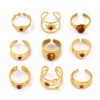 Изображение 1 Piece Eco-friendly PVD Vacuum Plating Stylish Retro 18K Real Gold Plated Brown 304 Stainless Steel & Gemstone Open Adjustable Rings For Women Gift