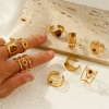 Изображение 1 Piece Eco-friendly PVD Vacuum Plating Stylish Retro 18K Real Gold Plated Brown 304 Stainless Steel & Gemstone Open Adjustable Rings For Women Gift