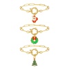 Immagine di 1 Piece Eco-friendly Stylish Exquisite 18K Gold Plated 201 Stainless Steel Link Cable Chain Christmas Enamel Charm Bracelets For Women Gift 18cm(7.1") long