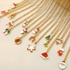 Picture of 18K Real Gold Plated Pendant Charm Necklace, 304 Stainless Steel 39cm(15.4") + 5cm(2"), For Women, Enamel Christmas Stylish Gift, Vacuum Plating, 1 Piece