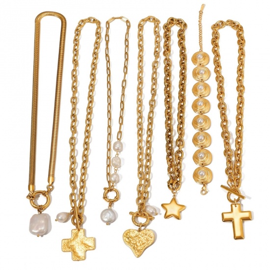 Immagine di 18K Real Gold Plated Pendant Charm Necklace, 304 Stainless Steel For Women, Exquisite Stylish Gift, Vacuum Plating, 1 Piece