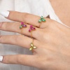 Изображение 1 Piece Eco-friendly Stylish Exquisite 18K Gold Plated Multicolor 201 Stainless Steel Open Adjustable Leaf Clover Shamrock Rings For Women Gift 19.3mm(US Size 9.5)
