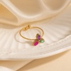 Изображение 1 Piece Eco-friendly Stylish Exquisite 18K Gold Plated Multicolor 201 Stainless Steel Open Adjustable Leaf Clover Shamrock Rings For Women Gift 19.3mm(US Size 9.5)