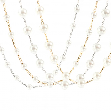 1 Pz Multicolore Catena di Perline Collana, 304 Acciaio Inossidabile & Acrilato 42cm + 5cm, Per Donne, Bianco Semplice & Casual Squisito Regalo, Ecologico