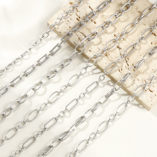 Picture of Silver Tone Handmade Link Chain Necklace, 304 Stainless Steel 40cm(15.7") + 5cm(2"), For Women, Simple & Casual Exquisite Gift, Eco-friendly