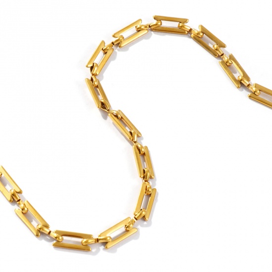 Picture of 18K Real Gold Plated Handmade Link Chain Necklace, 304 Stainless Steel 40cm(15.7") + 5cm(2"), For Women, Simple & Casual Exquisite Gift, Eco-friendly PVD Vacuum Plating