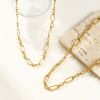 Picture of 18K Real Gold Plated Handmade Link Chain Necklace, 304 Stainless Steel 40cm(15.7") + 5cm(2"), For Women, Simple & Casual Exquisite Gift, Eco-friendly PVD Vacuum Plating