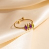 Изображение 1 Piece Eco-friendly Stylish Exquisite 18K Gold Plated Stainless Steel & Cubic Zirconia Open Adjustable Rings For Women Gift 20.6mm(US Size 11)