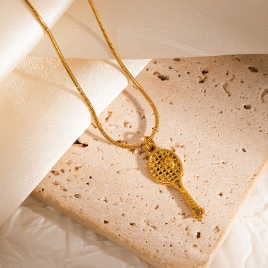 Image de 18K Gold Plated Pendant Charm Necklace, 304 Stainless Steel For Women, Exquisite Stylish Gift, Eco-friendly, 1 Piece