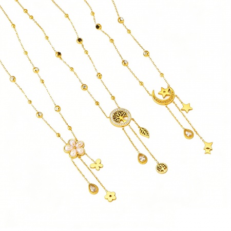 Picture of Wholesale Pendant Charm Necklace, 18K Real Gold Plated 304 Stainless Steel Women's Vacuum Plating Exquisite Stylish Gift Jewelry For Retailer, 1 Piece