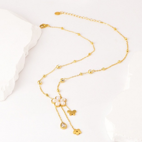 Image de 18K Real Gold Plated Pendant Charm Necklace, 304 Stainless Steel For Women, Exquisite Stylish Gift, Vacuum Plating, 1 Piece