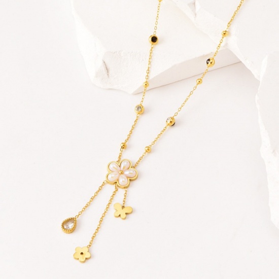 Image de 18K Real Gold Plated Pendant Charm Necklace, 304 Stainless Steel For Women, Exquisite Stylish Gift, Vacuum Plating, 1 Piece