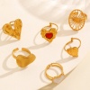 Picture of Eco-friendly Stylish Valentine's Day 18K Gold Plated 304 Stainless Steel Open Adjustable Heart Rings For Women Gift 16.9mm(US Size 6.5)