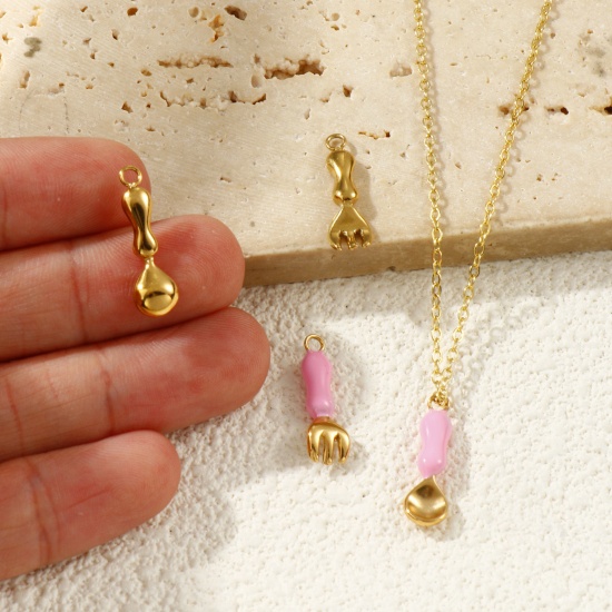 Picture of 1 Piece Eco-friendly PVD Vacuum Plating Waterproof Anti-Tarnish Hypoallergenic 304 Stainless Steel Charms 18K Real Gold Plated 3D