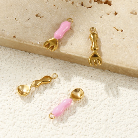 Picture of 1 Piece Eco-friendly PVD Vacuum Plating Waterproof Anti-Tarnish Hypoallergenic 304 Stainless Steel Charms 18K Real Gold Plated 3D