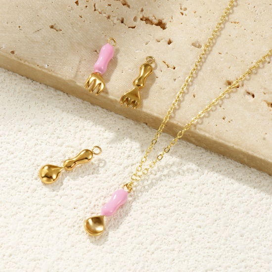 Picture of 1 Piece Eco-friendly PVD Vacuum Plating Waterproof Anti-Tarnish Hypoallergenic 304 Stainless Steel Charms 18K Real Gold Plated 3D