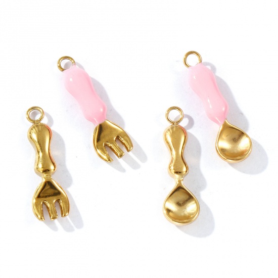 Picture of 1 Piece Eco-friendly PVD Vacuum Plating Waterproof Anti-Tarnish Hypoallergenic 304 Stainless Steel Charms 18K Real Gold Plated 3D