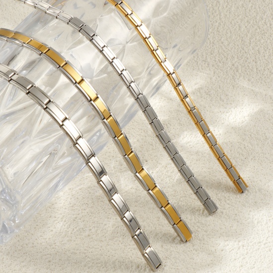 Picture of 1 Piece 304 Stainless Steel Multicolor Italian Charm Links Modular Bracelets, Retro Stylish For Women Gift Eco-friendly