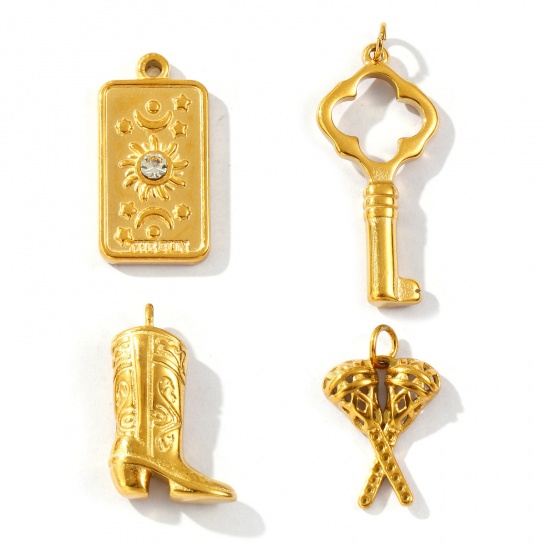 Picture of 1 Piece Eco-friendly PVD Vacuum Plating Waterproof Anti-Tarnish Hypoallergenic 304 Stainless Steel Charms 18K Real Gold Plated
