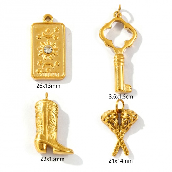 Picture of 1 Piece Eco-friendly PVD Vacuum Plating Waterproof Anti-Tarnish Hypoallergenic 304 Stainless Steel Charms 18K Real Gold Plated